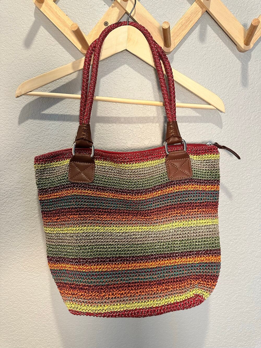 The Sak Crocheted Rainbow Bag w/ Leather Accents